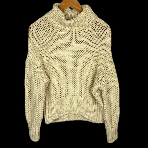 Free People Women Oversized Crop Knit Sweater Sz XS Boho Hippie Casual Bohemian - Picture 1 of 11